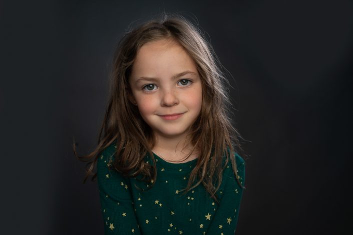Modelling portfolio headshots for little girl with green/blue eyes
