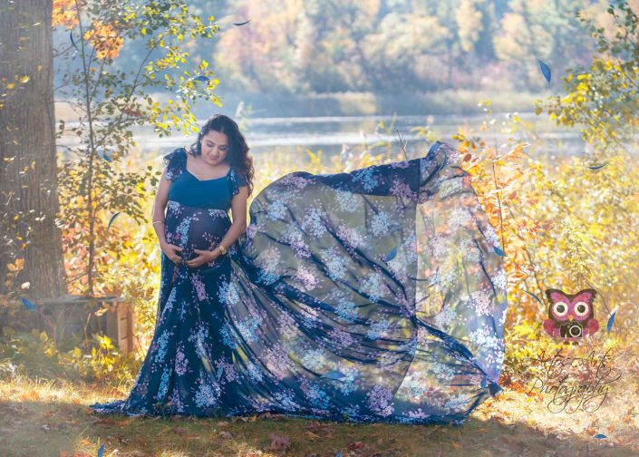 Beautiful Mother poses in the forest