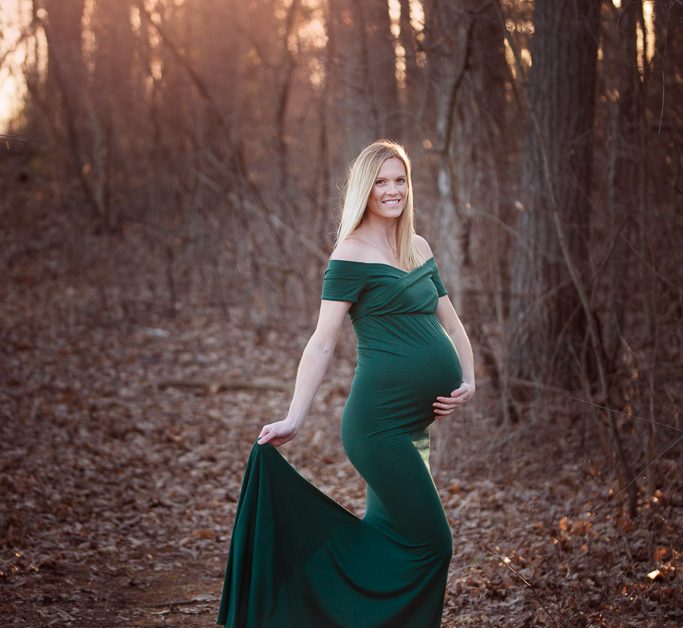 Beautiful Pregnant Mother poses in the woods