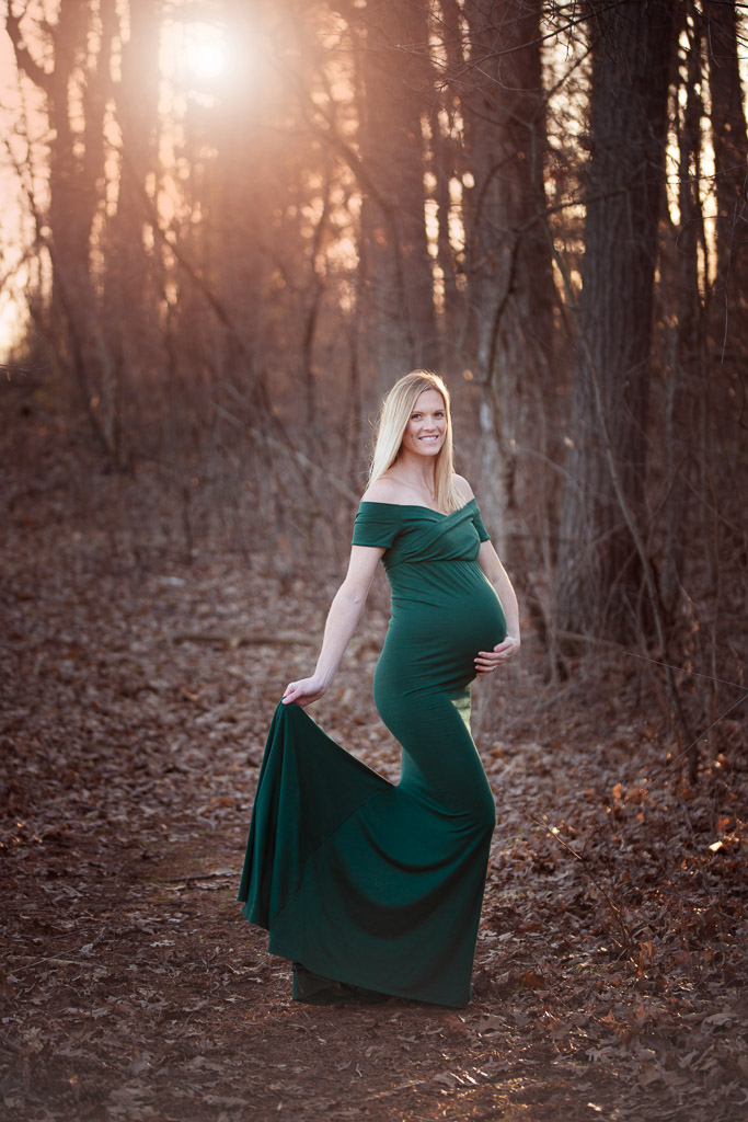 Beautiful Pregnant Mother poses in the woods