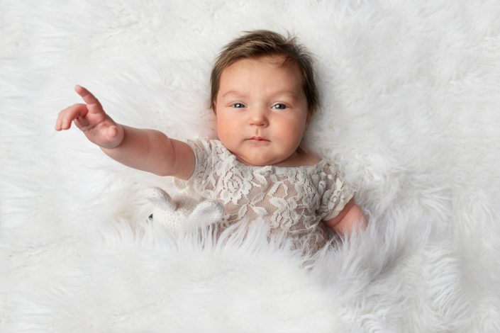 newborn Baby Girl with bunny prop