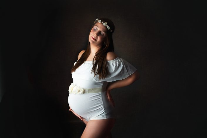 Beautiful Mother poses in studio