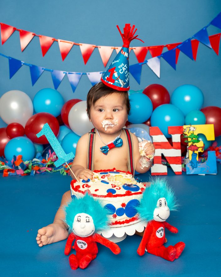 Adorable baby boy cake smash