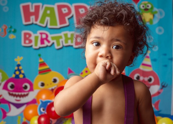 Adorable baby boy cake smash