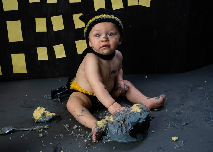 Adorable baby boy cake smash